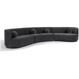 Swoosh Modular 158" Roswell East 4-pc Sofa, Fossil Velvet