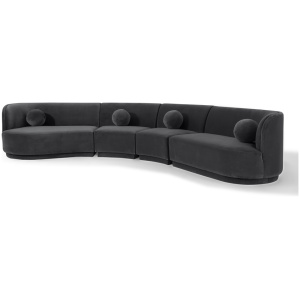 Swoosh Modular 158" Roswell West 4-pc Sofa, Fossil Velvet