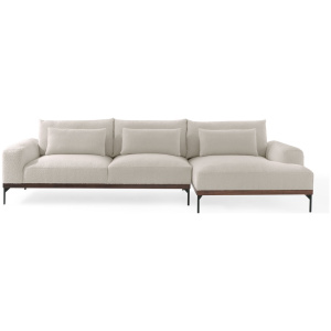 Tate 122" Fabric Sofa Sectional Right, Blanc Boucle