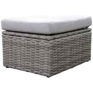 Teak and Wicker Storage Ottoman