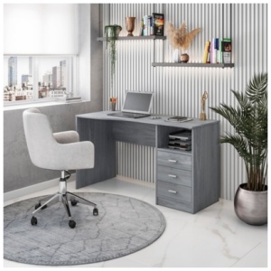 Techni Mobili Computer Desk with Drawers, Gray