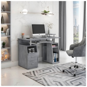 Techni Mobili Computer Workstation Desk With Storage, Gray