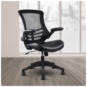 Techni Mobili Mid-Back Mesh Office Chair with Adjustable Arms, Black