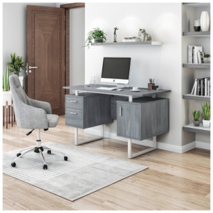 Techni Mobili Modern Office Desk with Storage, Gray