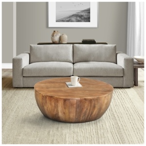 The Urban Port Round Coffee Table, Light Brown