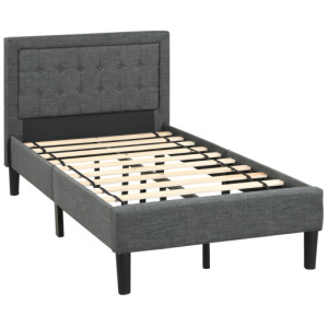 Twin Size Upholstered Bed Frame with Button Tufted Headboard