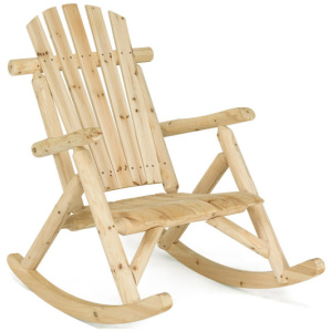 Wood Single Porch Rocker Lounge Patio Rocking Chair