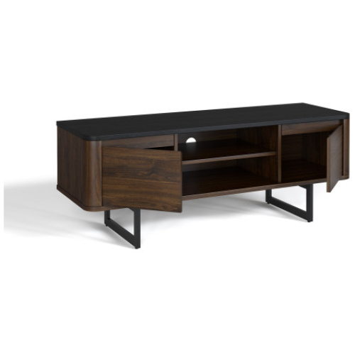 Wooden TV Stand with 2-Door Storage Cabinets for for TVs up to 55 Inch