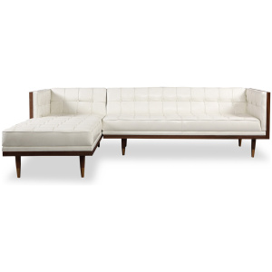 Woodrow Box 100" Leather Sofa Sectional Left, Walnut/White Aniline