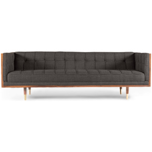 Woodrow Box 87" Fabric Sofa, Walnut/Elyx Dior Grey