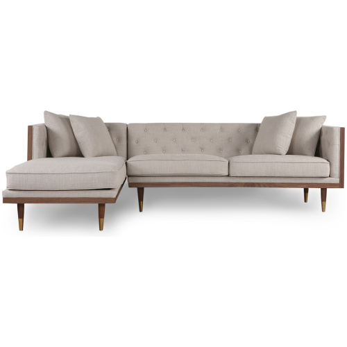 Woodrow Neo 99" Fabric Sofa Sectional Left, Walnut/Urban Hemp