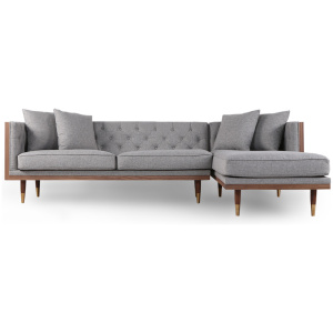 Woodrow Neo 99" Fabric Sofa Sectional Right, Walnut/Eames Grey