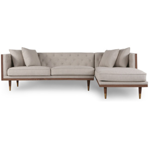 Woodrow Neo 99" Fabric Sofa Sectional Right, Walnut/Urban Hemp