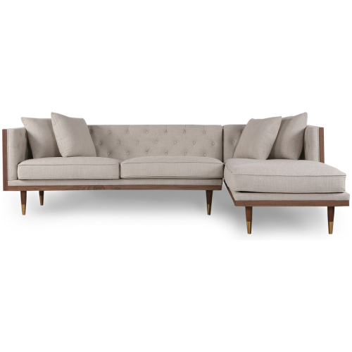 Woodrow Neo 99" Fabric Sofa Sectional Right, Walnut/Urban Hemp