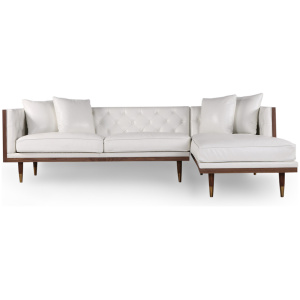 Woodrow Neo 99" Leather Sofa Sectional Right, Walnut/White Aniline