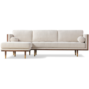 Woodrow Skandi 101" Fabric Sectional Left, Walnut/Canvas