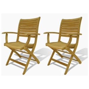 Yogya Outdoor Folding Arm Chair (2 Count) , Brown