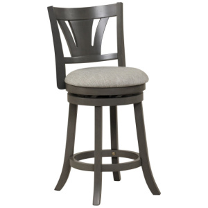 26.5 Inch Swivel Bar Stool with Backrest Soft Cushioned Seat and Footrest Gray-26.5 inches