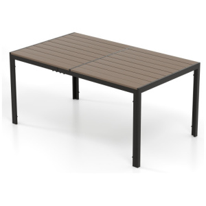 59 x 35 Inch Large Outdoor Rectangle Dining Table with Metal Legs