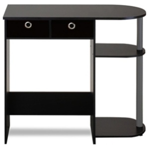 Compact Home Office Desk with Side Storage, Black/Gray