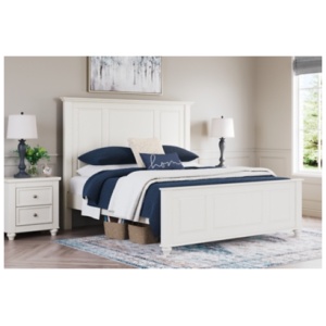 Grantoni King Panel Bed, White