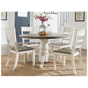 Havalance Round Dining Table, White/Gray