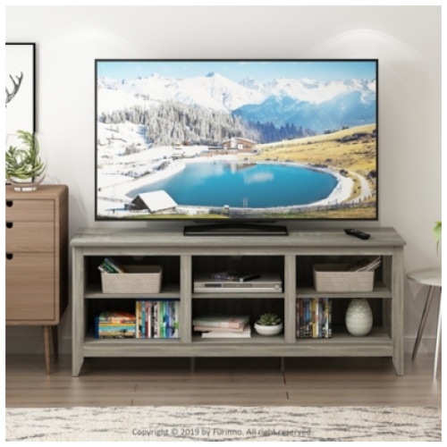 "Jensen 60" TV Stand with Shelves", French Oak Gray