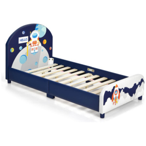 Kids Upholstered Platform Bed with Headboard and Footboard