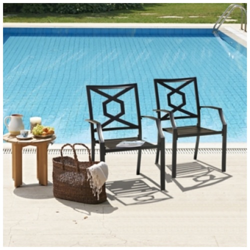 Nuu Garden Outdoor Iron Dining Chair Set of 2, Black