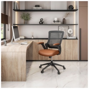 Techni Mobili Mid-Back Mesh Task Office Chair, Brown