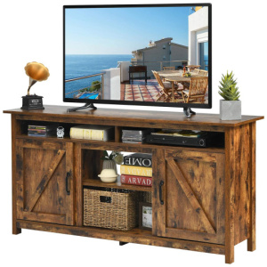 60"Industrial TV Stand Entertainment Center with Shelve and Cabinet-Brown