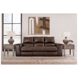 Alessandro Dual Power Leather Reclining Sofa, Walnut