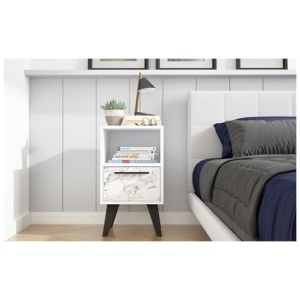 Amsterdam 1 Drawer Nightstand, White Marble