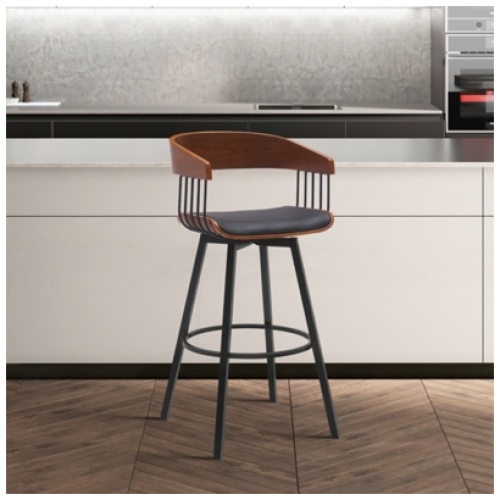 Athena Swivel Counter Stool, Black/Walnut