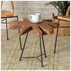 Baxton Studio Merci End Table, Natural Brown/Black