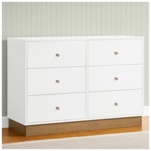 Delta Children James 6 Drawer Dresser with Interlocking Drawers, Bianca White/Acorn