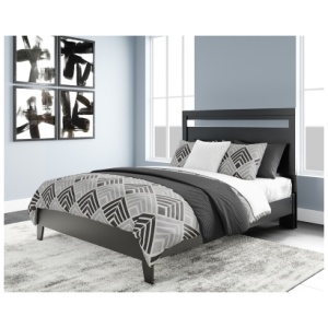 Finch Queen Panel Platform Bed, Black/Brown