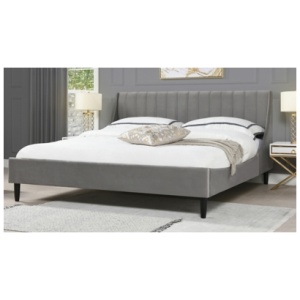 Jennifer Taylor Aspen Vertical Tufted Headboard Platform King Bed, Opal Gray