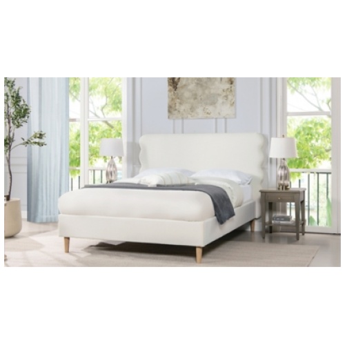 Jennifer Taylor Stockholm Wavy Headboard Platform Queen Bed, Antique White