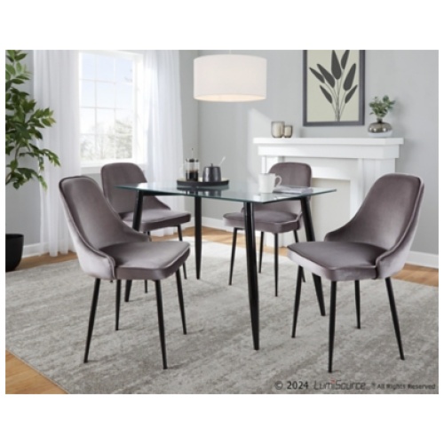 LumiSource Clara Marcel Dining Table and 4 Chairs, Silver