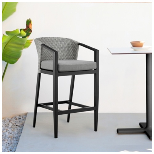 Palma Outdoor Patio Bar Stool, Dark Gray