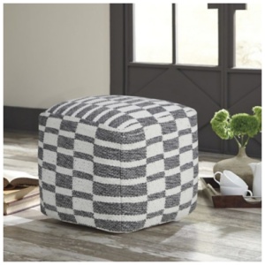 Quincy Geometric Pouf, Gray