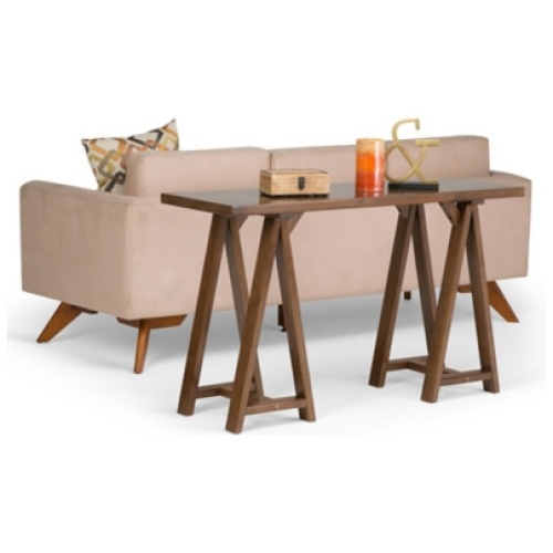 Simpli Home Sawhorse Console Sofa Table, Medium Saddle Brown