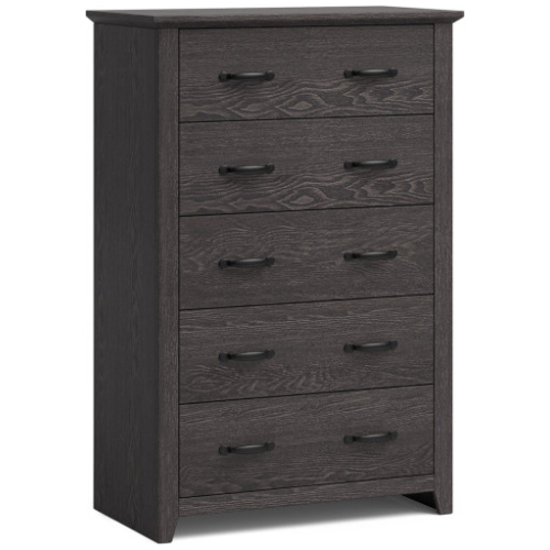 Tall Storage Dresser with 5 Pull-out Drawers for Bedroom Living Room-Gray