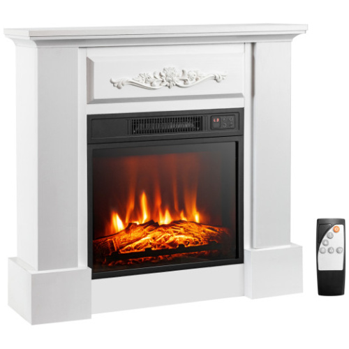 1400W TV Stand Electric Fireplace Mantel with Remote Control-White