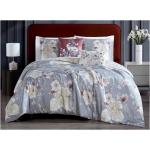 Bebejan Smoky Blue Garden 5-pc. Reversible Comforter Set