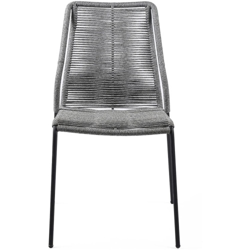 Clip Indoor Outdoor Stackable Steel Dining Chair with Gray Rope - Set of 2