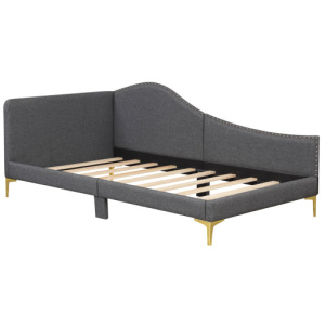 Full/Twin Size Rivet-Tufted Platform Bed with Metal Legs and Wood Slats-Twin Size