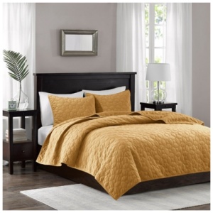 Harper King/California King 3 Piece Velvet Quilt Set, Mustard