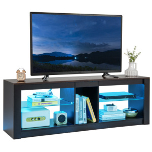 Modern TV Stand with LED Light and Adjustable Shelves for TVs up to 65 inch-Brown